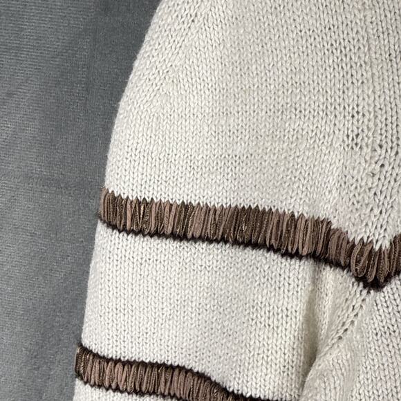 Brochu Walker Danon Taos Stripe Crew‎ Sweater Size Medium Women Linen Blend - Picture 4 of 9